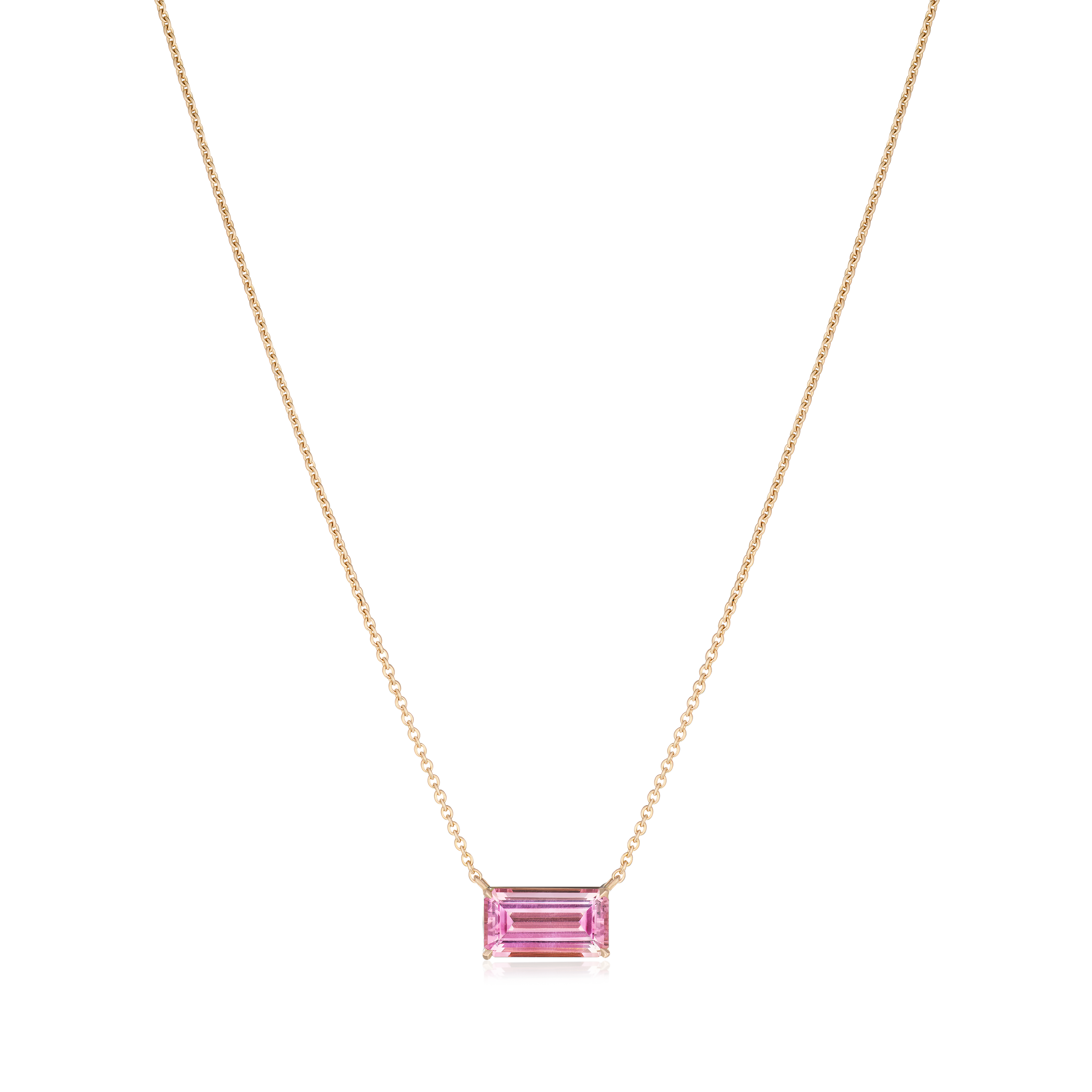 2.65cts Emerald Cut Pink Tourmaline Pendant