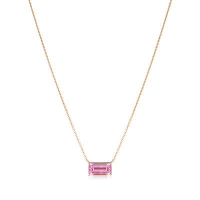 2.65cts Emerald Cut Pink Tourmaline Pendant