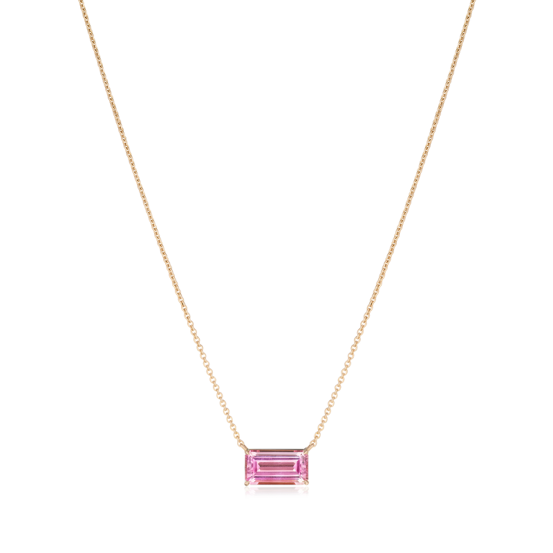 2.65cts Emerald Cut Pink Tourmaline Pendant