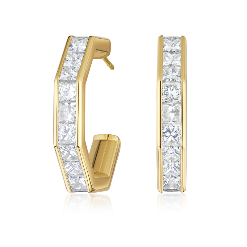 Nectar Collection 5.76cts Diamond Set 18ct Yellow Gold Hoop Earrings