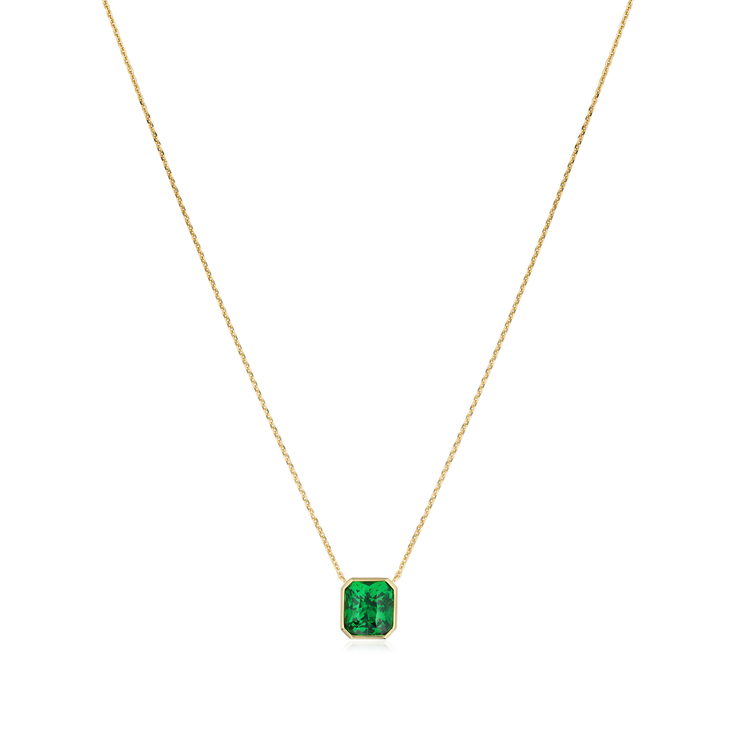 2.11cts Yellow Gold Octagon Tsavorite Garnet Pendant