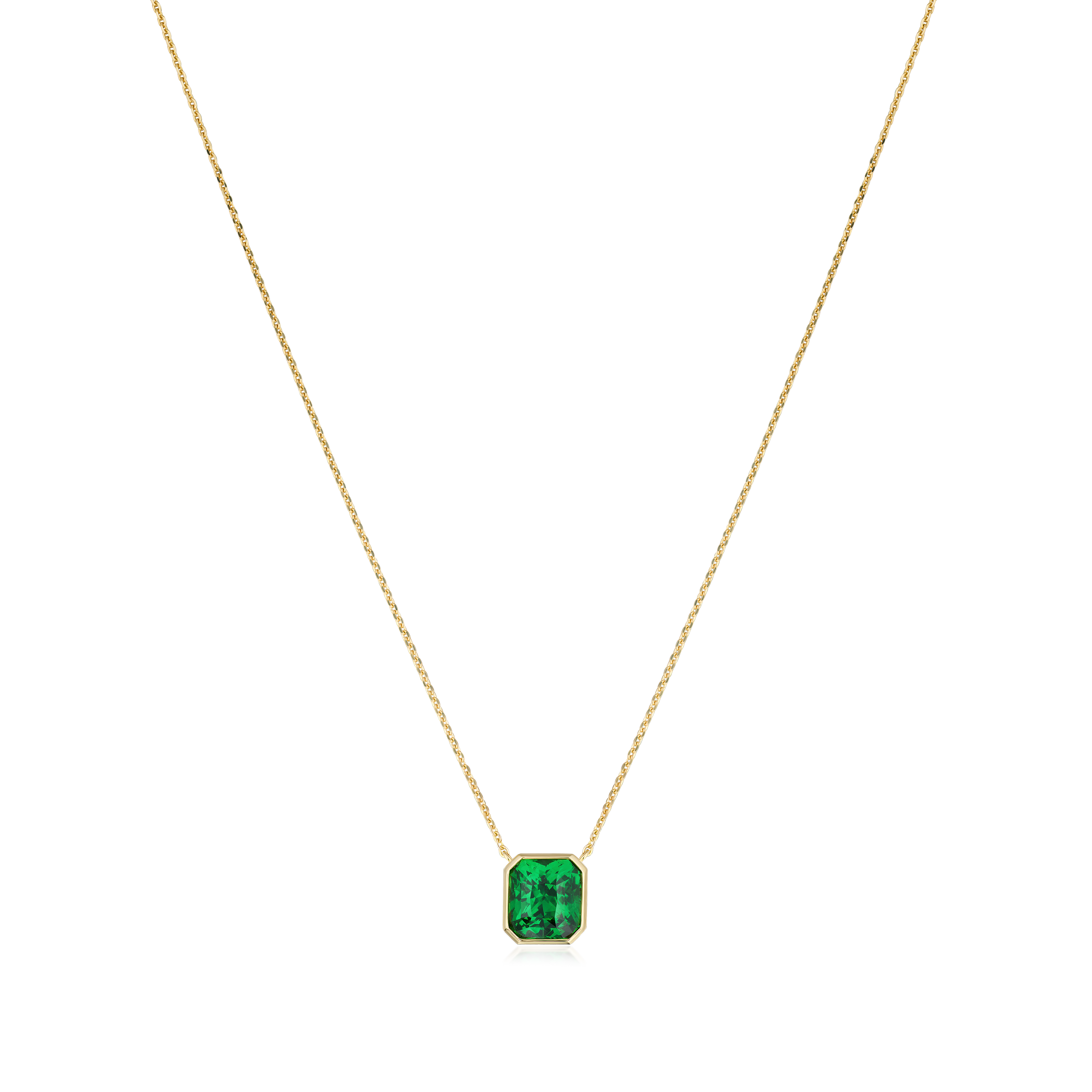 2.11cts Yellow Gold Octagon Tsavorite Garnet Pendant