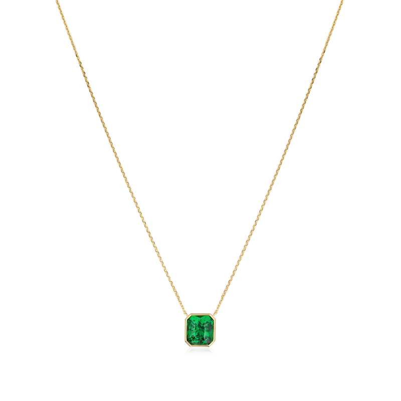 2.11cts Yellow Gold Octagon Tsavorite Garnet Pendant