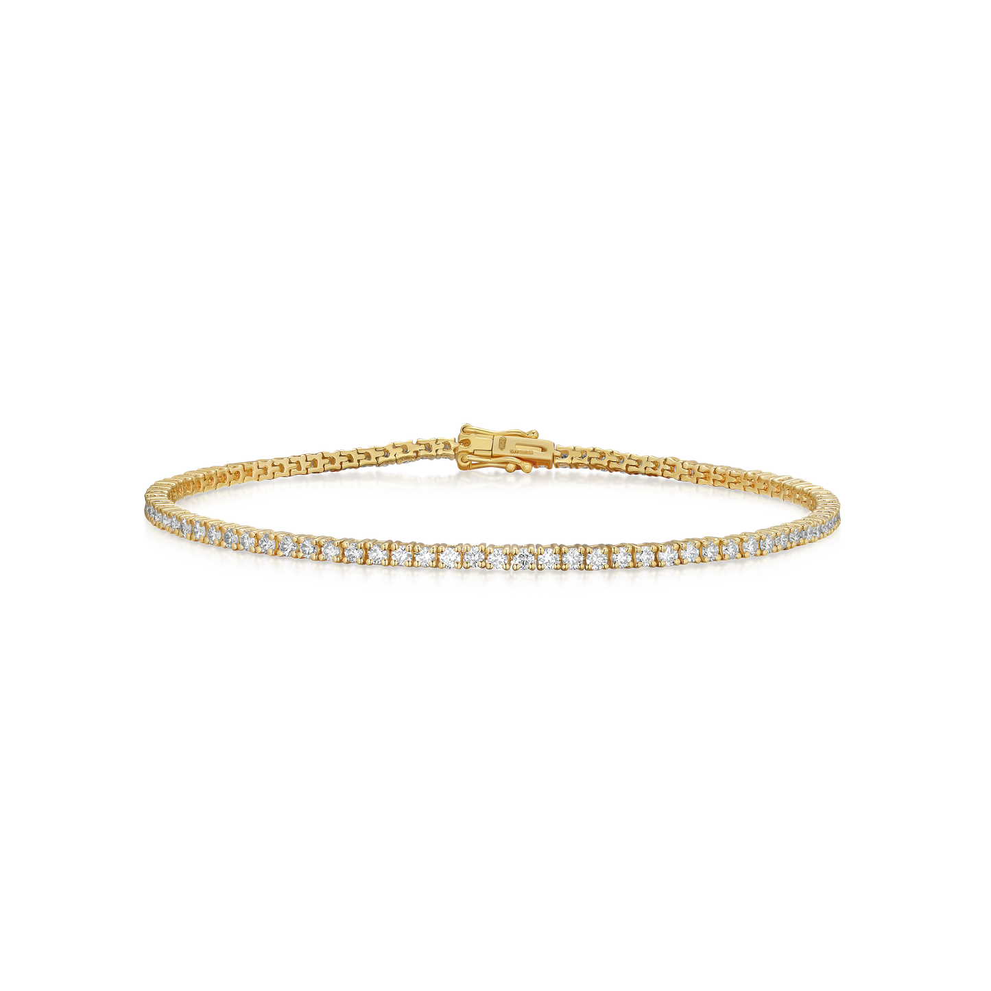 2.28cts Yellow Gold Round Brilliant Cut Diamond Line Bracelet