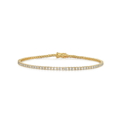 2.28cts Yellow Gold Round Brilliant Cut Diamond Line Bracelet