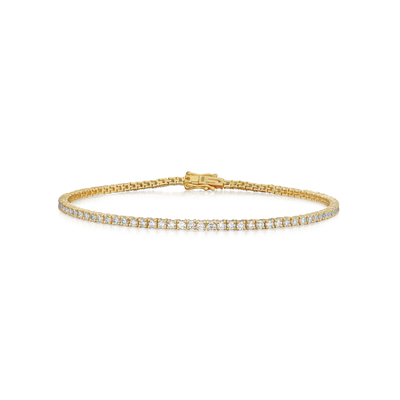 2.28cts Yellow Gold Round Brilliant Cut Diamond Line Bracelet