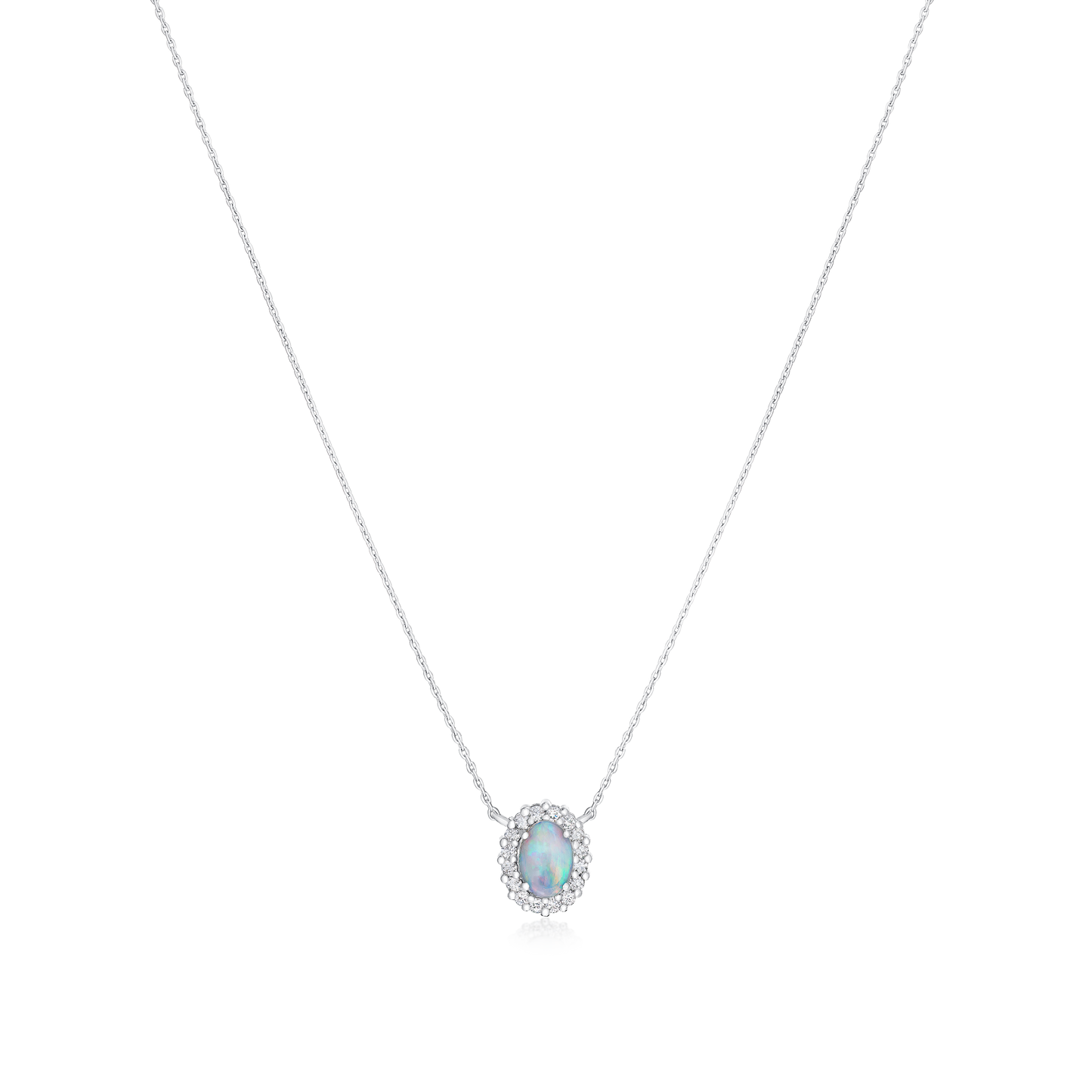 0.39ct Opal and Diamond Cluster Pendant