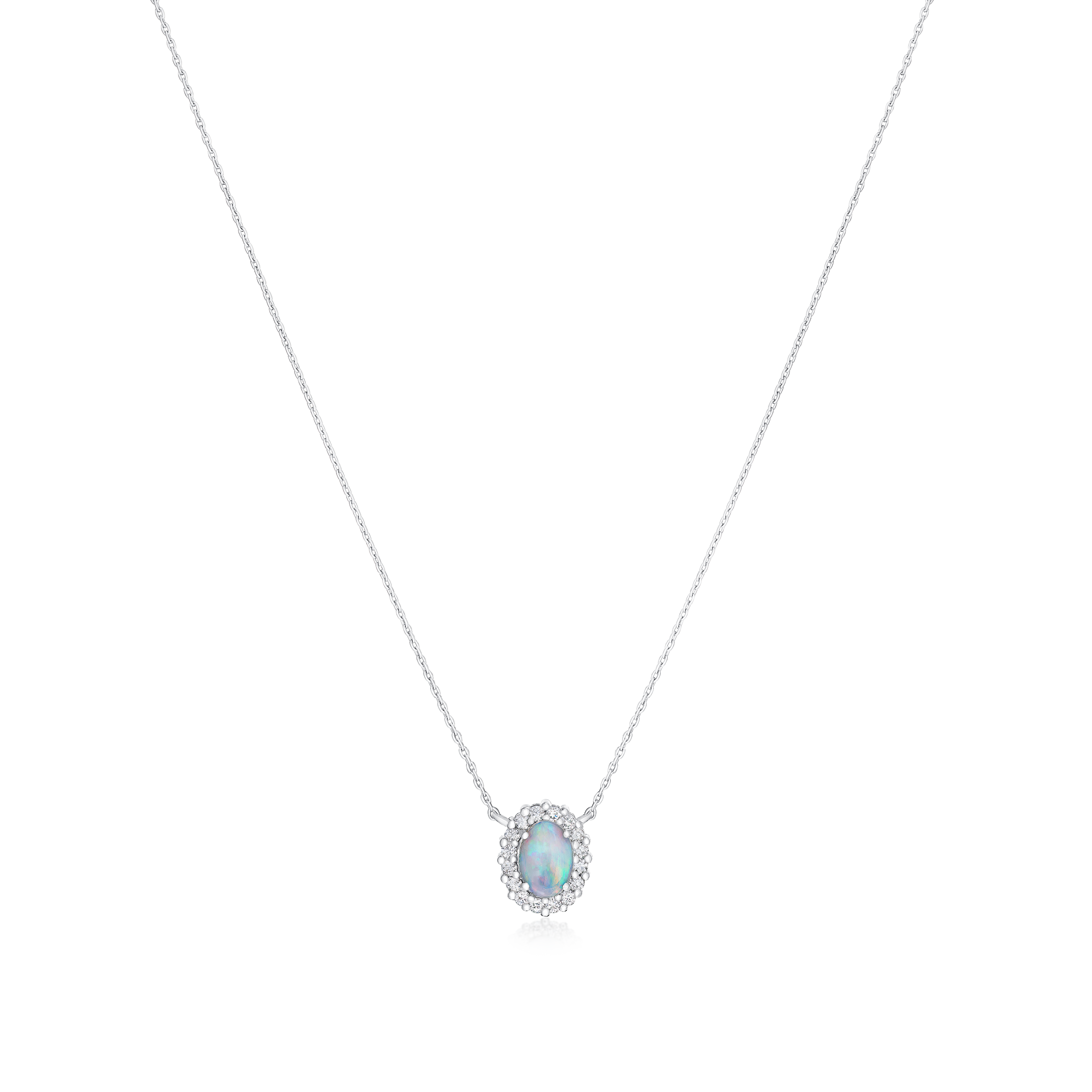 0.39ct Opal and Diamond Cluster Pendant