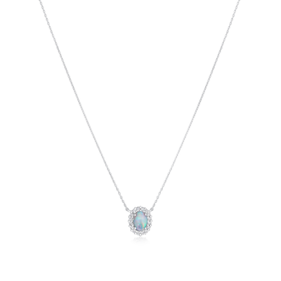 0.39ct Opal and Diamond Cluster Pendant