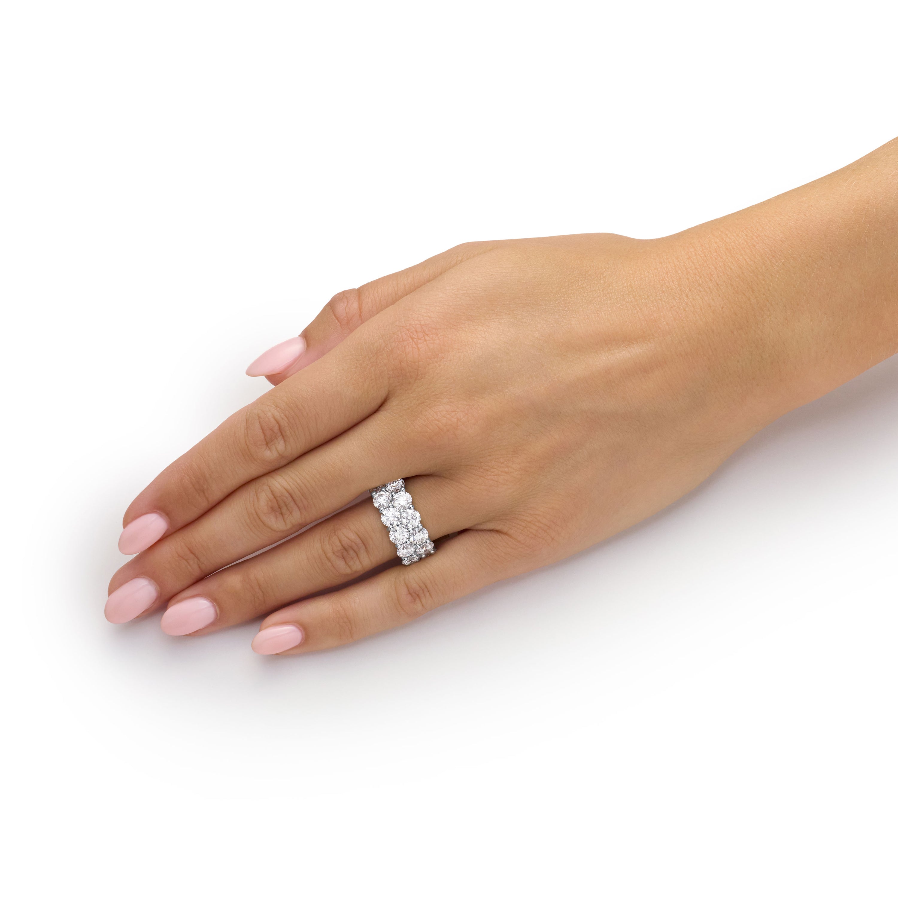 11.43cts Two Row Round Brilliant Cut Diamond Wave Ring