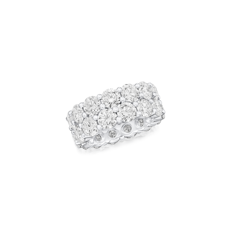 11.43cts Two Row Round Brilliant Cut Diamond Wave Ring