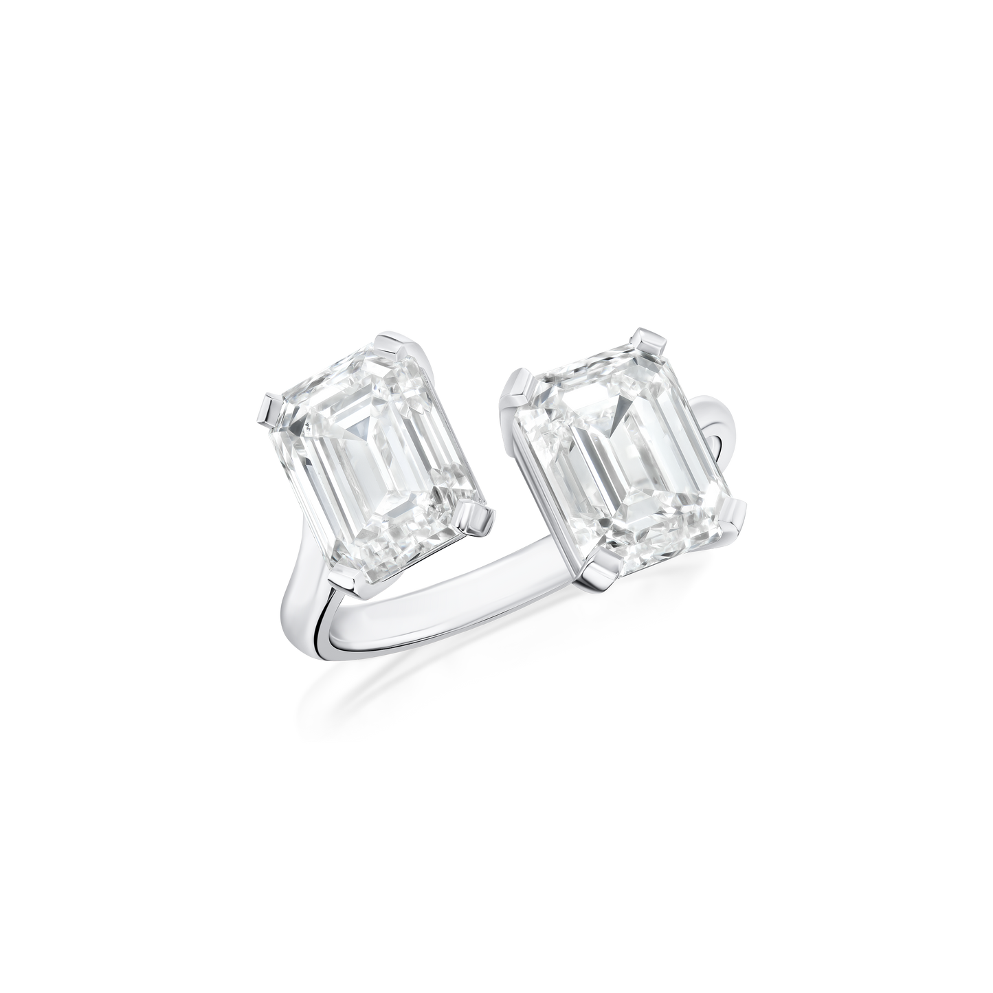 3.01/3.01cts Platinum Emerald Cut Diamond 'Toi et Moi' Ring