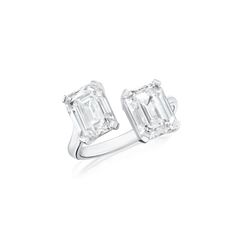 3.01/3.01cts Platinum Emerald Cut Diamond 'Toi et Moi' Ring