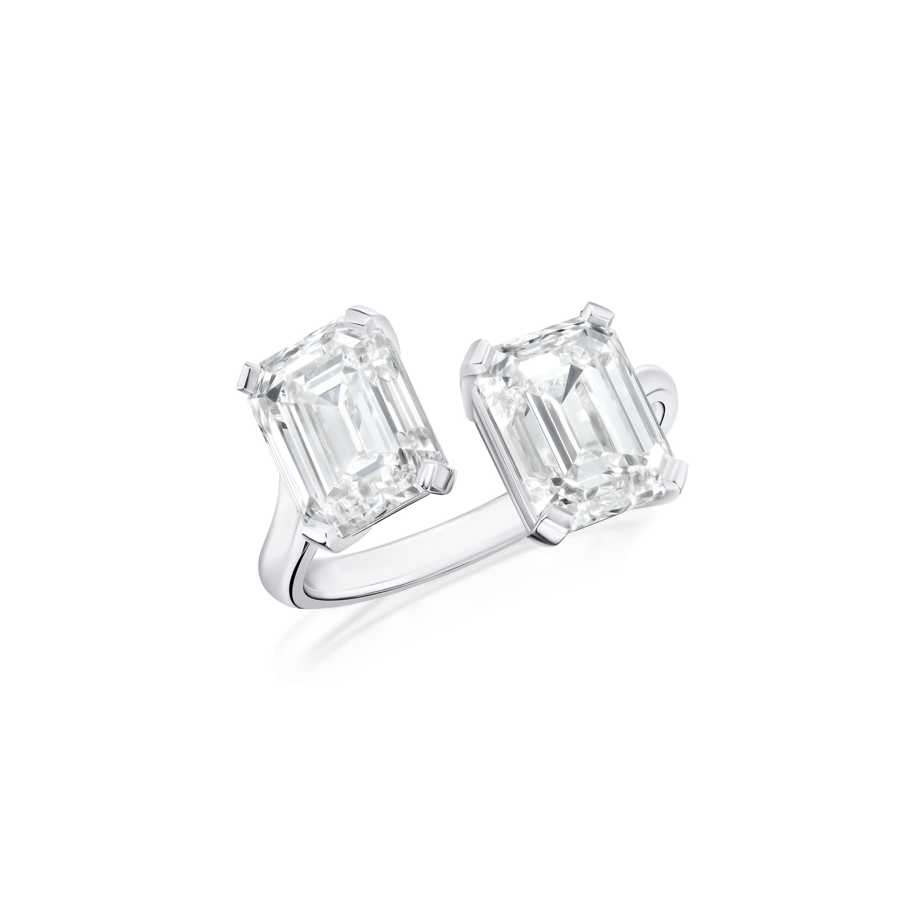 3.01/3.01cts Platinum Emerald Cut Diamond 'Toi et Moi' Ring