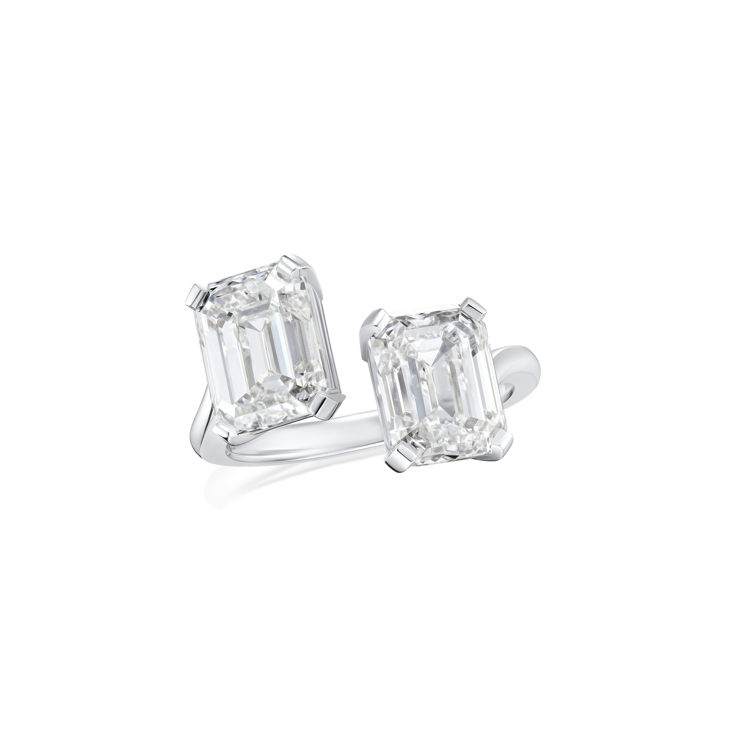 3.01/3.01cts Platinum Emerald Cut Diamond 'Toi et Moi' Ring