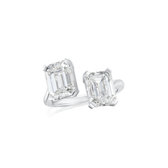 3.01/3.01cts Platinum Emerald Cut Diamond 'Toi et Moi' Ring