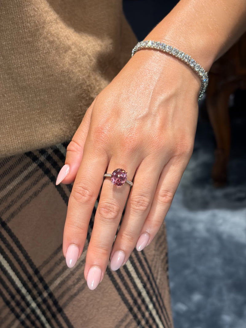 Malaya Garnet Ring with Diamond Set Shoulders