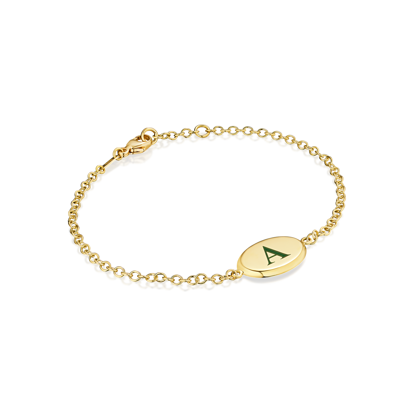 18ct Yellow Gold Enamelled 'A' Oval Love Token Bracelet