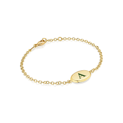 18ct Yellow Gold Enamelled 'A' Oval Love Token Bracelet