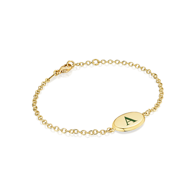 18ct Yellow Gold Enamelled 'A' Love Token Bracelet