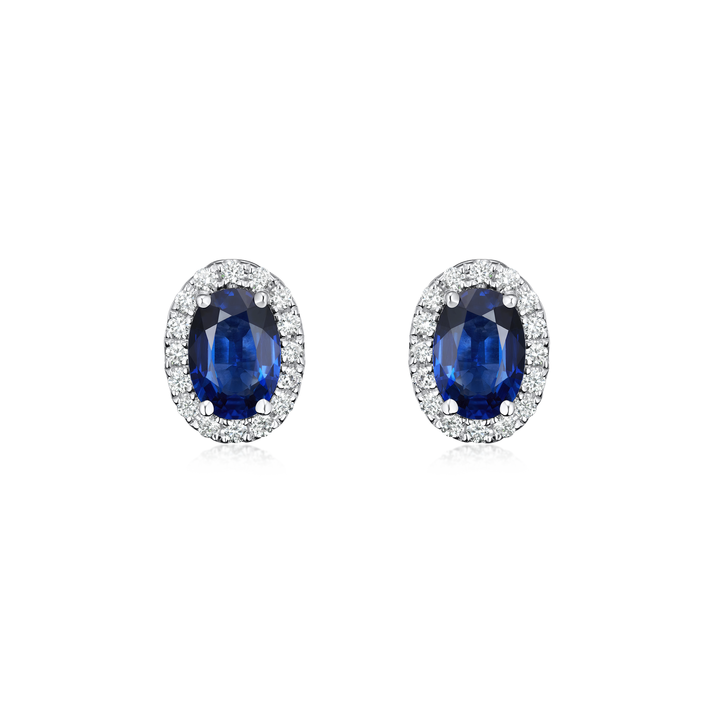 18ct White Gold Sapphire and Diamond Cluster Earrings 1.03/0.16ct