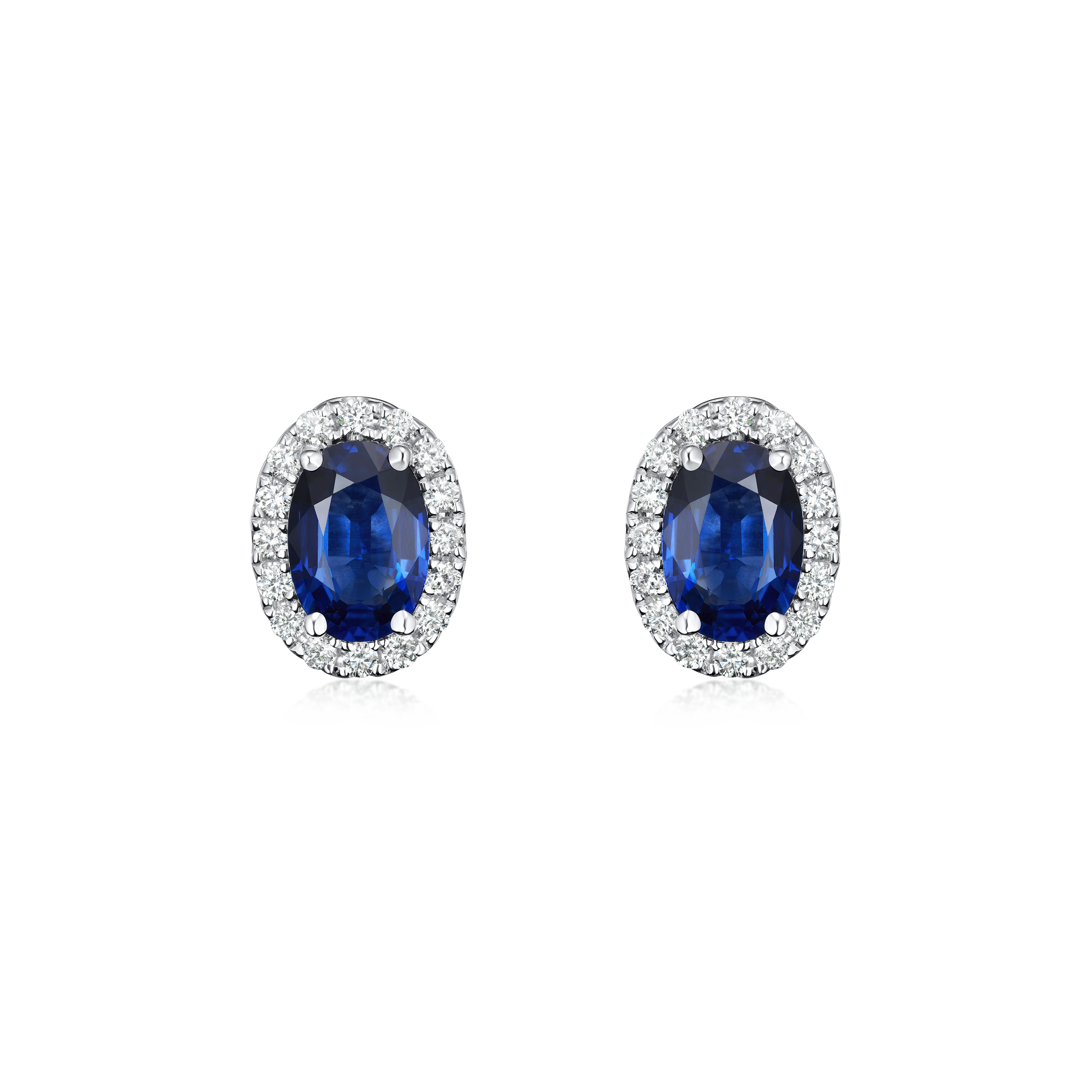 18ct White Gold Sapphire and Diamond Cluster Earrings 1.03/0.16ct