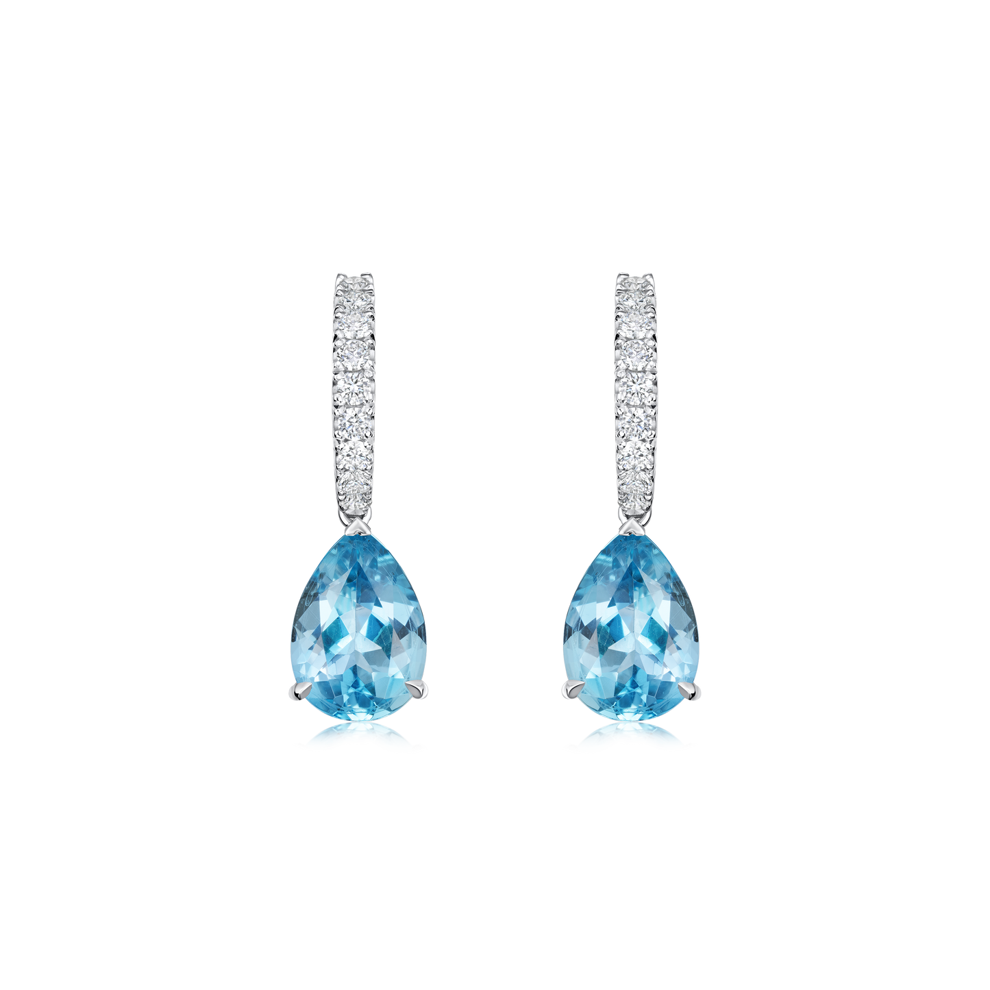 3.03cts Aquamarine and Diamond Drop Earrings