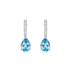 3.03cts Aquamarine and Diamond Drop Earrings