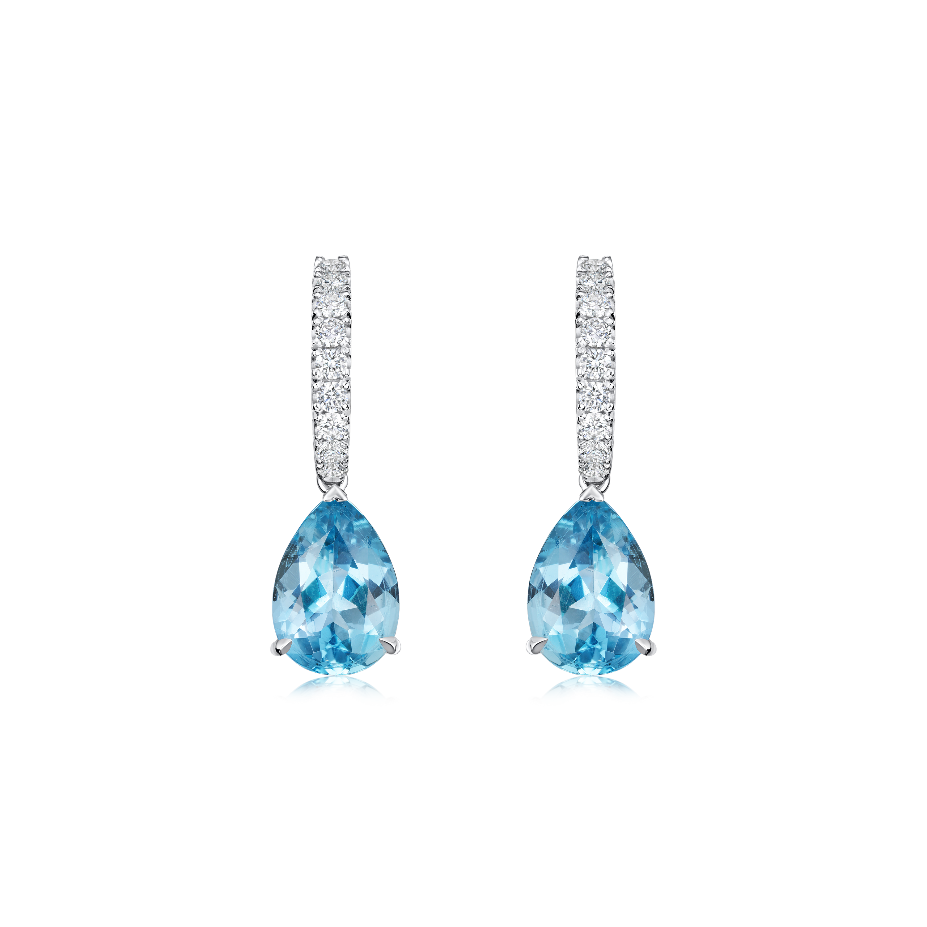 3.03cts Aquamarine and Diamond Drop Earrings