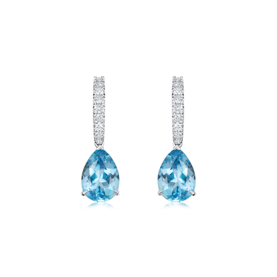 3.03cts Aquamarine and Diamond Drop Earrings