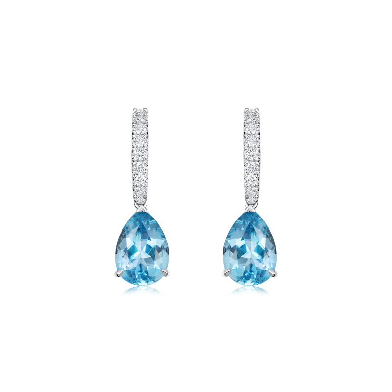 3.03cts Aquamarine and Diamond Drop Earrings