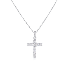 5.89cts Asscher Cut Diamond Set Cross Pendant