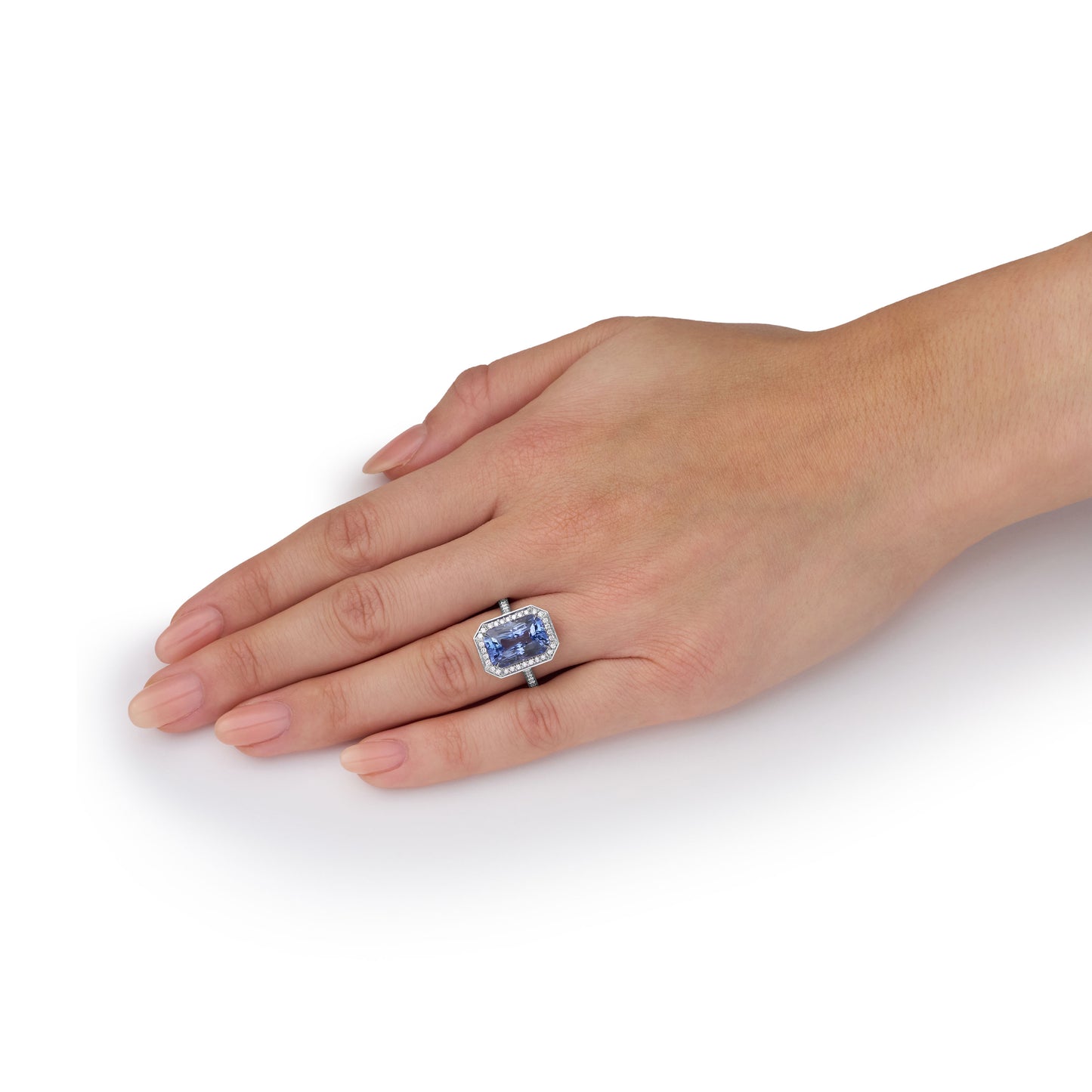 7.36cts Sapphire and Diamond Cluster Ring