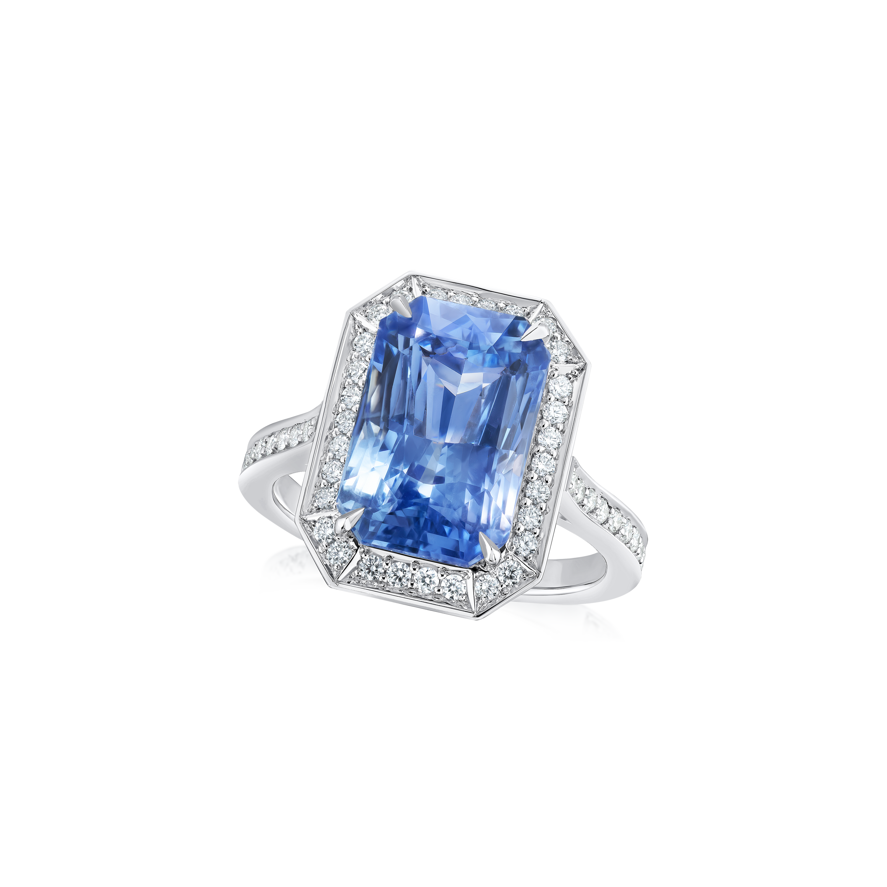 7.36cts Sapphire and Diamond Cluster Ring