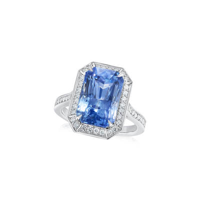 7.36cts Sapphire and Diamond Cluster Ring