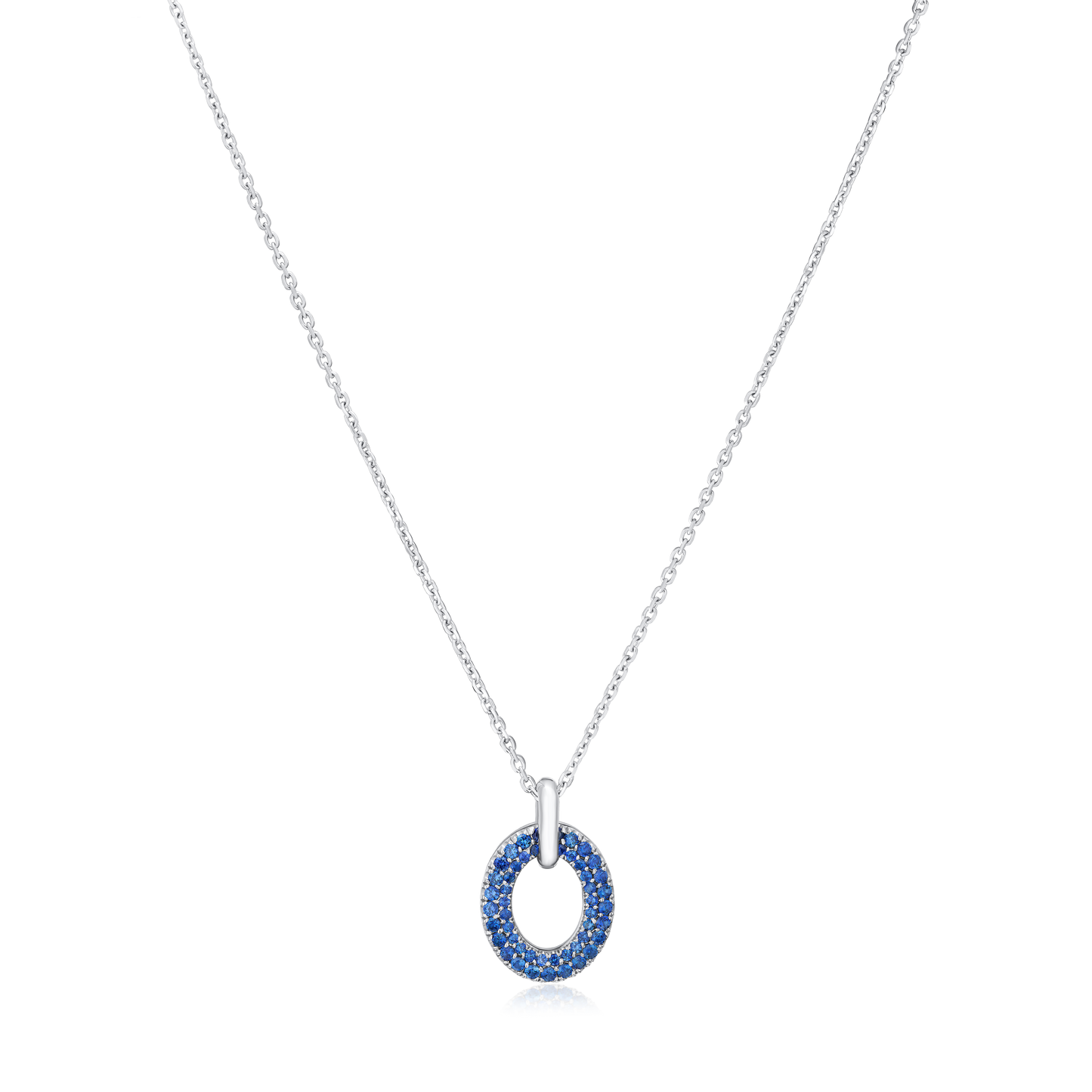 Blue Sapphire Set Oval Pendant