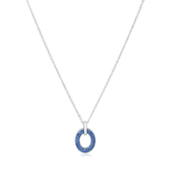 Blue Sapphire Set Oval Pendant