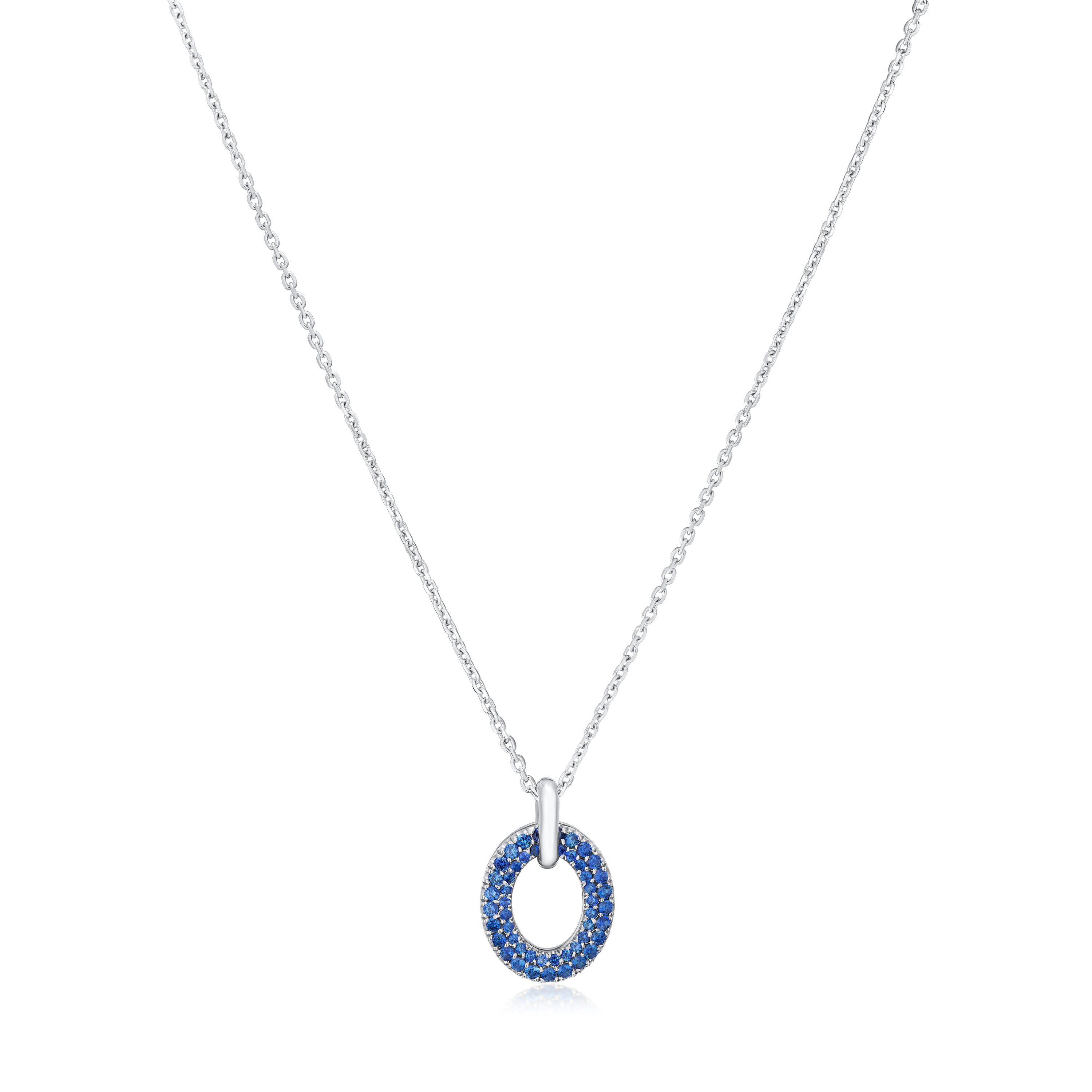 Blue Sapphire Set Oval Pendant