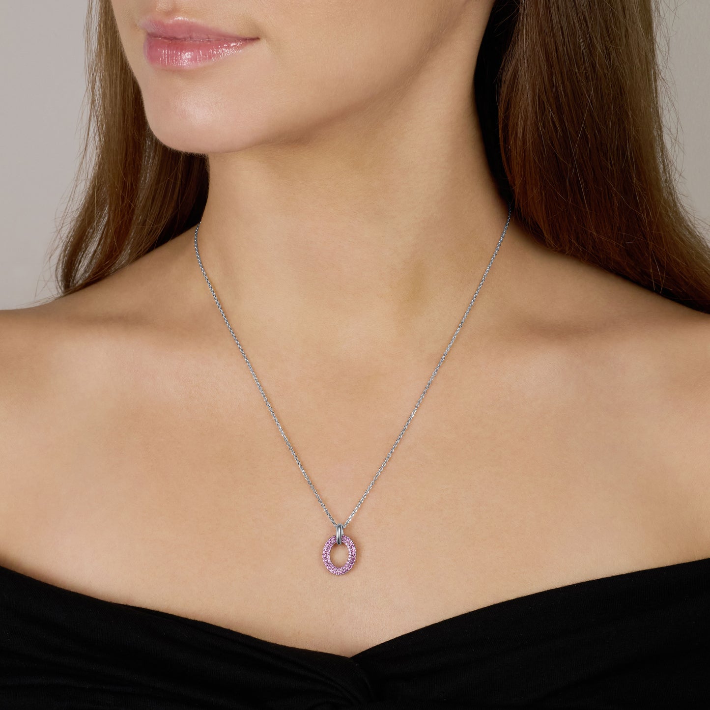 0.54cts Pink Sapphire Set Oval Pendant