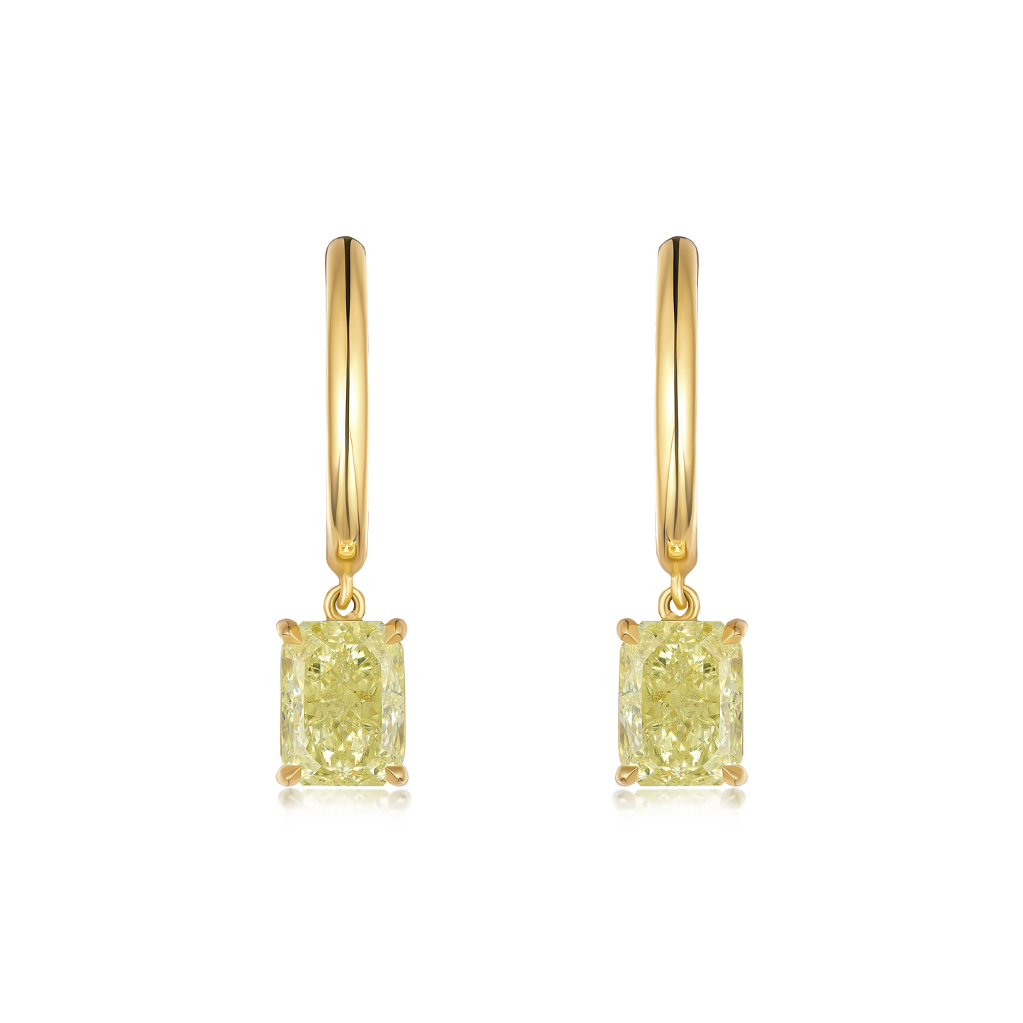 2.04cts Yellow Diamond Hoop Drop Earrings