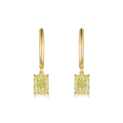 2.04cts Yellow Diamond Hoop Drop Earrings