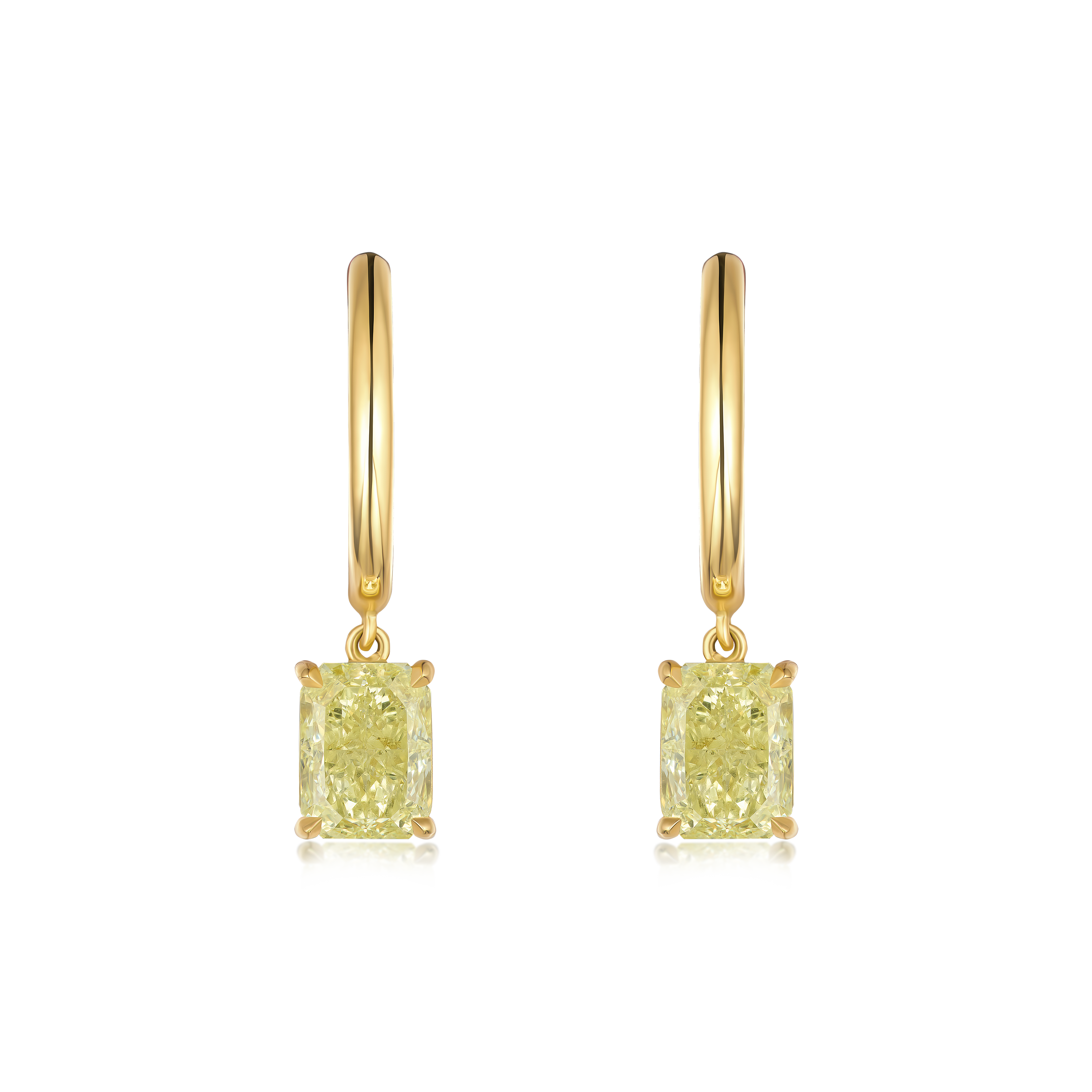 2.04cts Yellow Diamond Hoop Drop Earrings