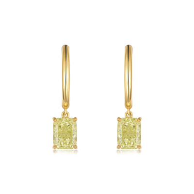 2.04cts Yellow Diamond Hoop Drop Earrings