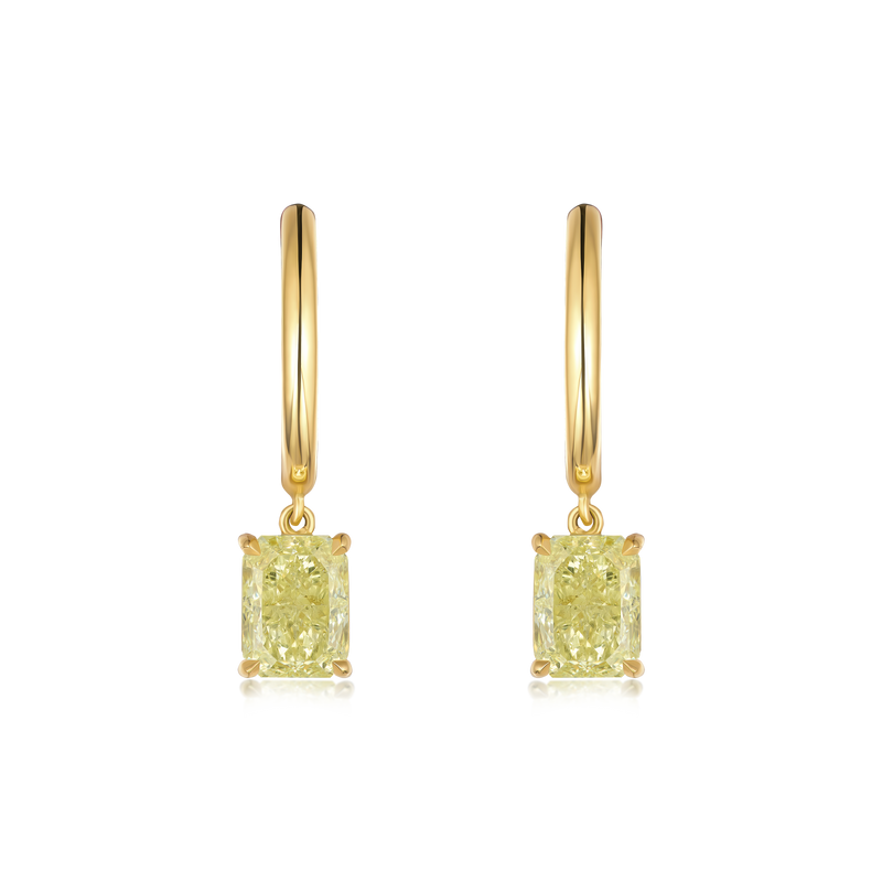 2.04cts Yellow Diamond Hoop Drop Earrings