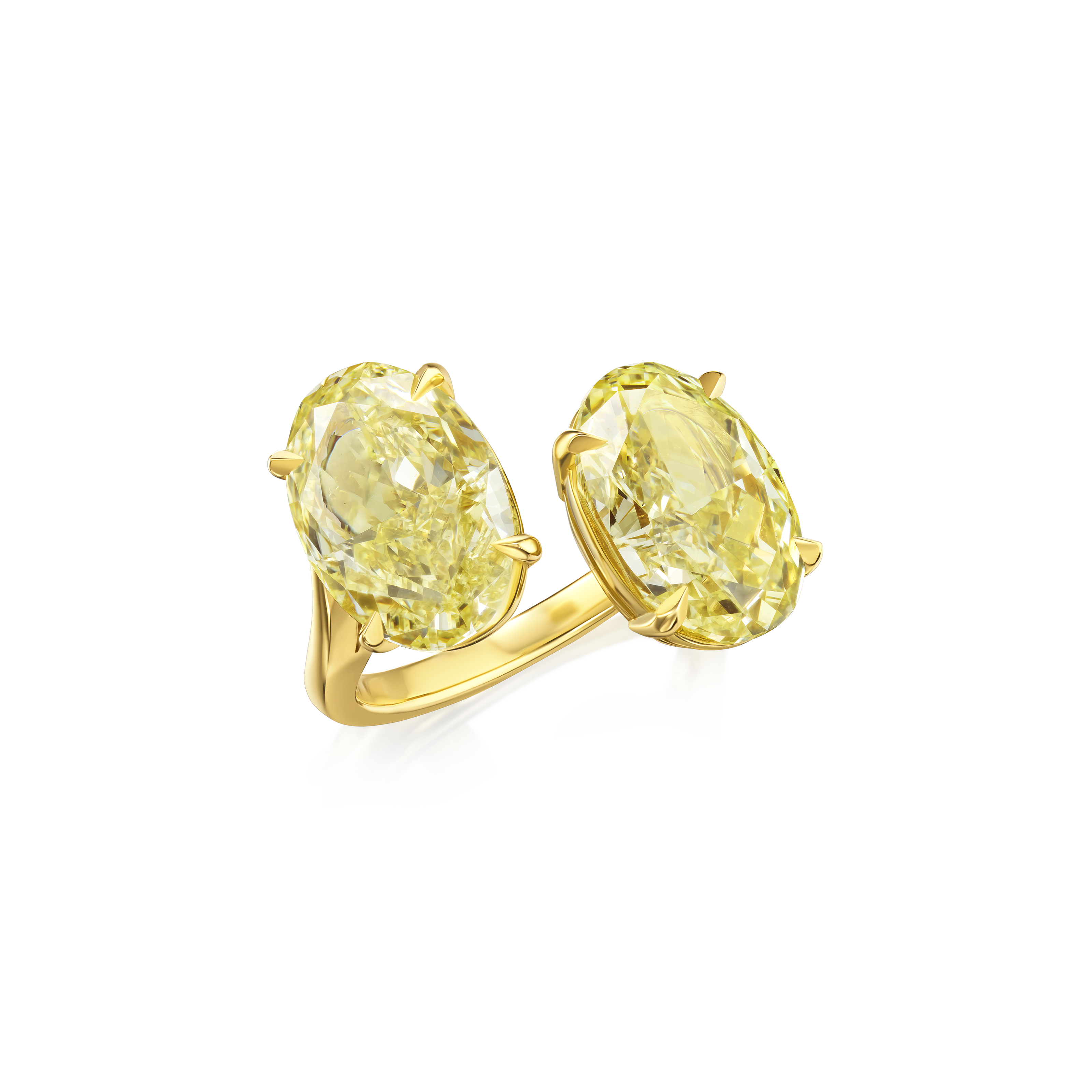 8.41cts Natural Fancy Yellow Diamond 'Toi et Moi' Ring