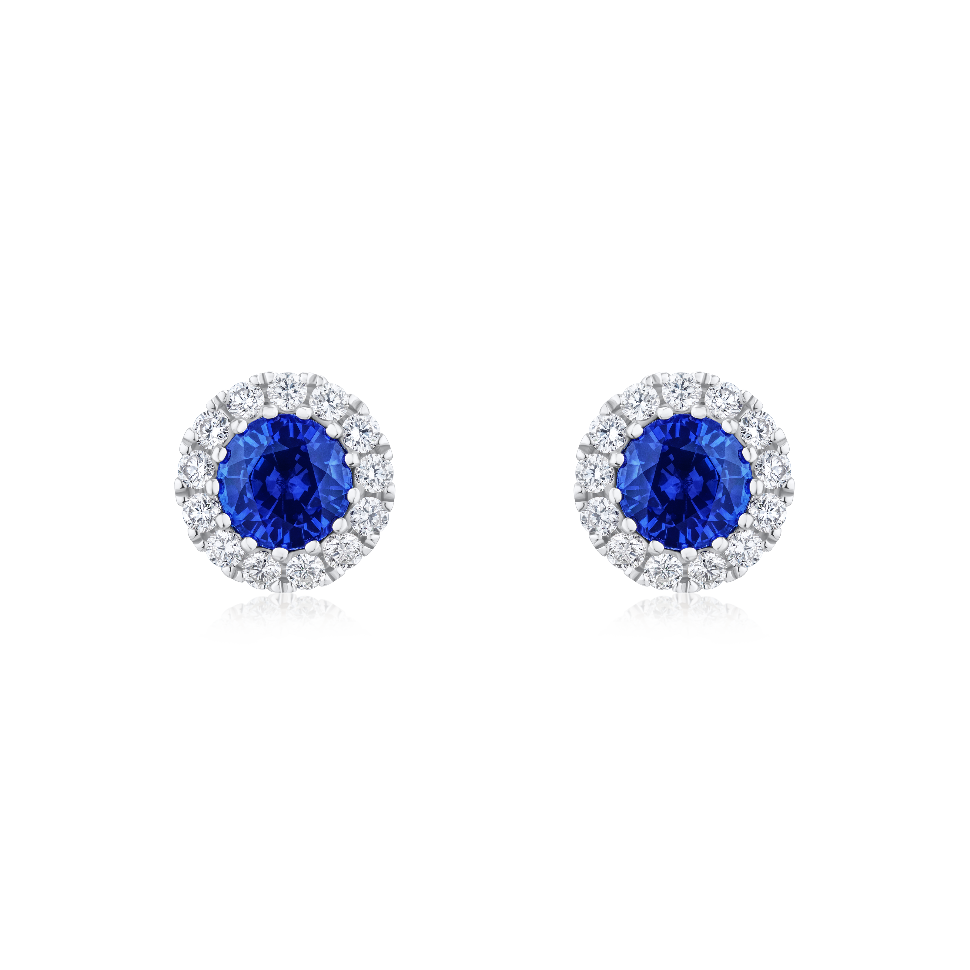 Sapphire and Diamond Cluster Earrings