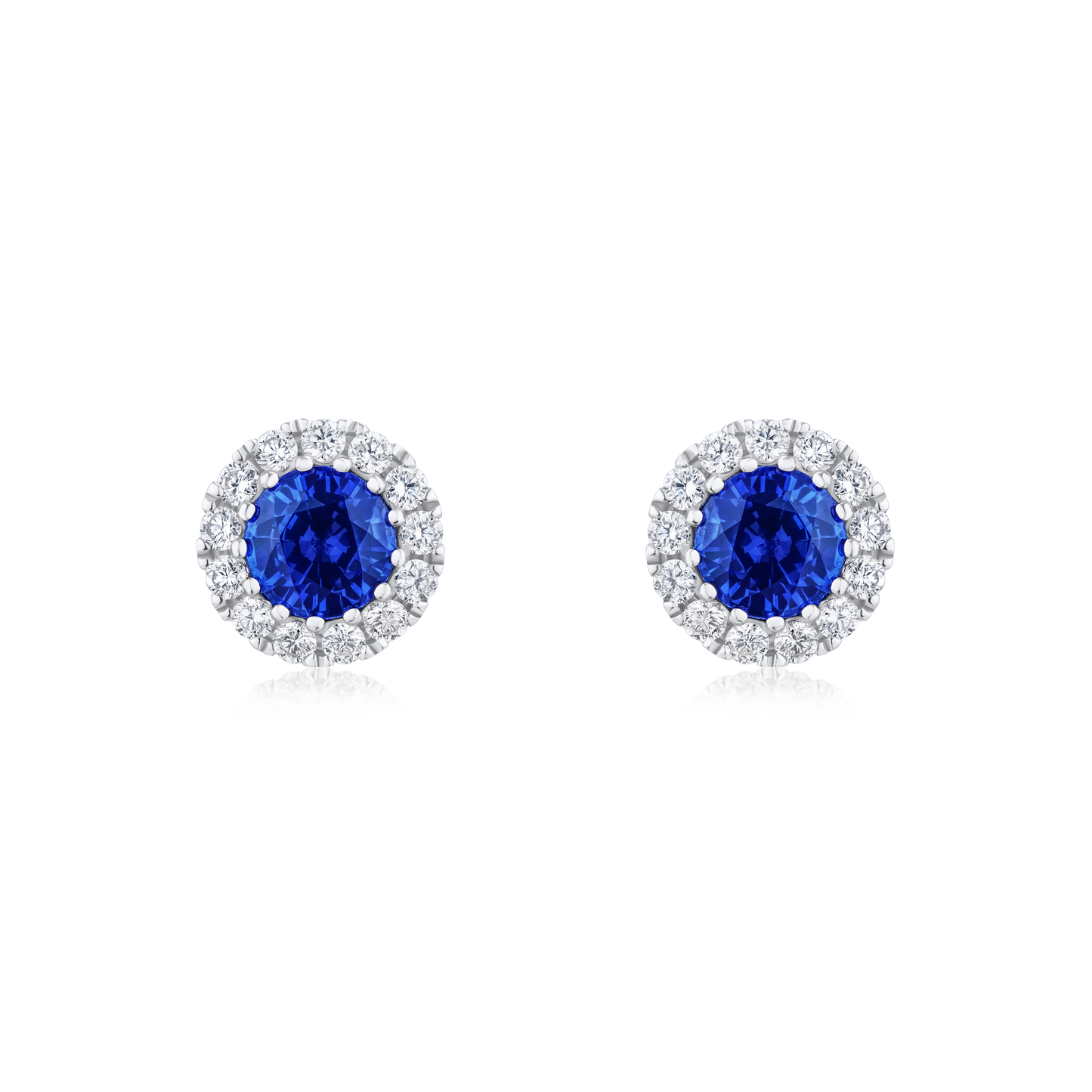 Sapphire and Diamond Cluster Earrings