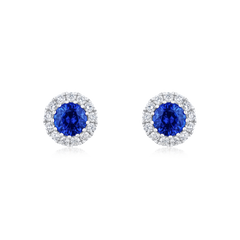 Sapphire and Diamond Cluster Earrings