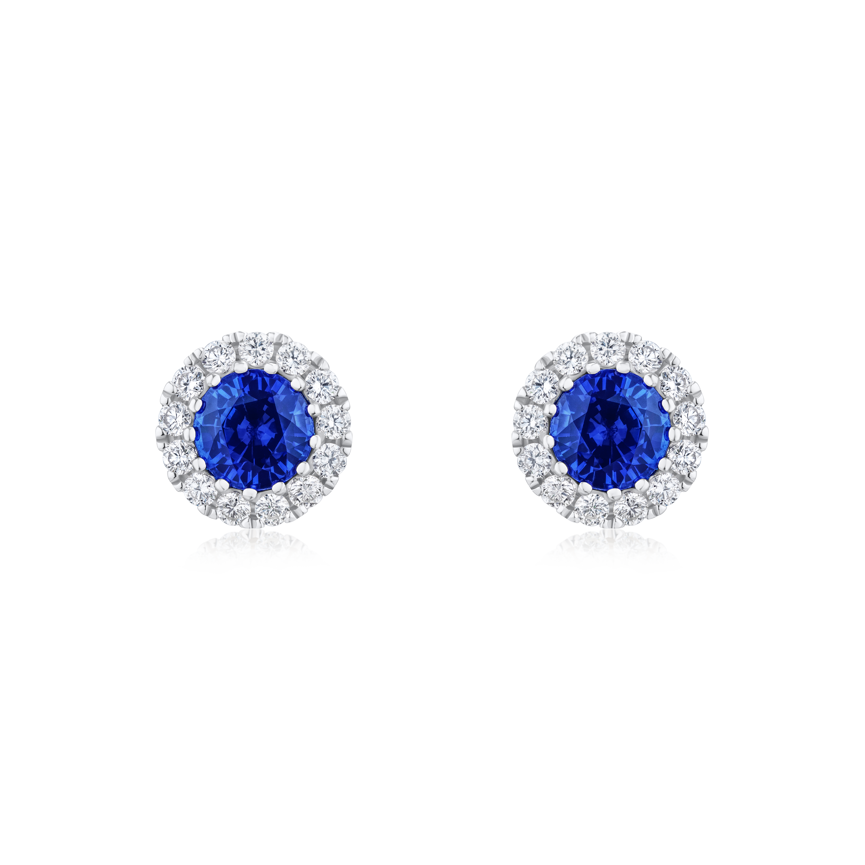 Sapphire and Diamond Cluster Earrings