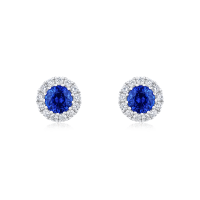 Sapphire and Diamond Cluster Earrings